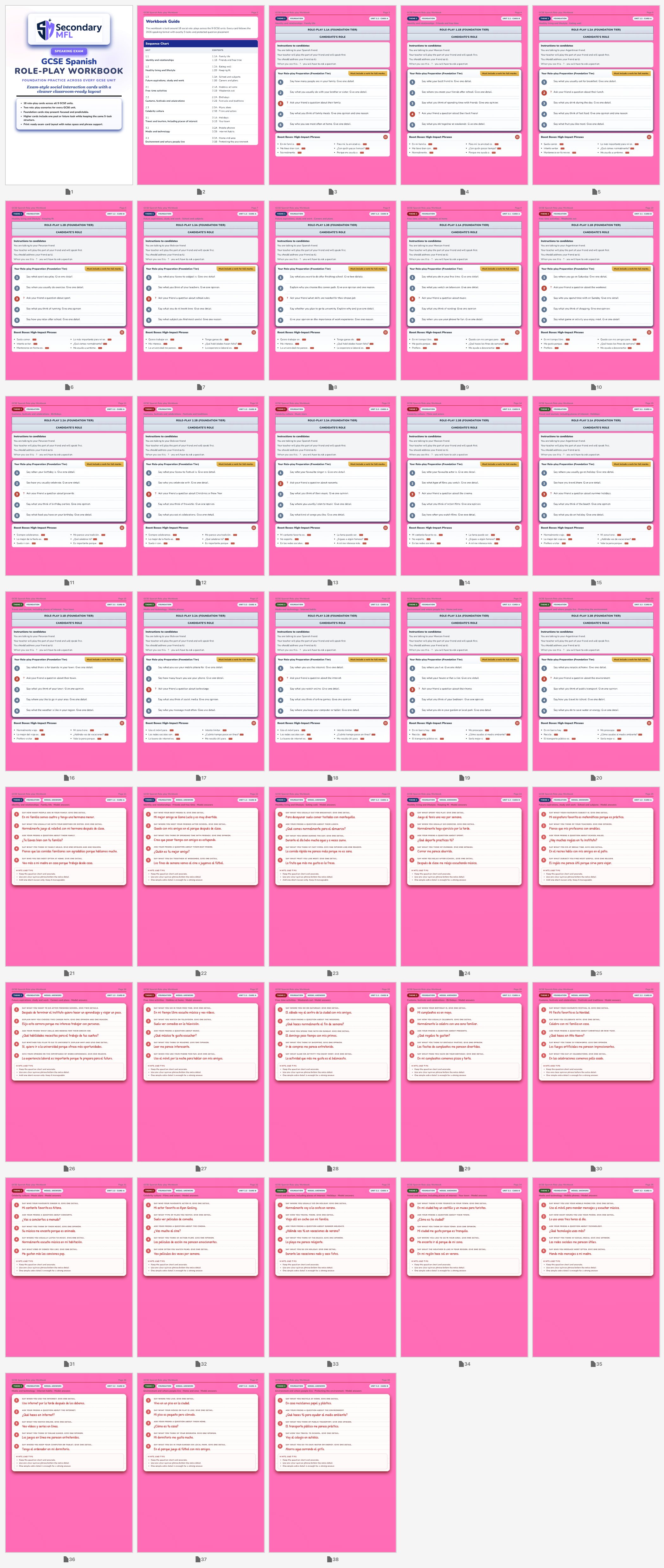 AQA GCSE Spanish Role-Play Foundation Workbook with Model Answers ...