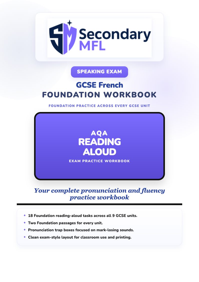 AQA GCSE French Reading Aloud Foundation Workbook | SecondaryMFL