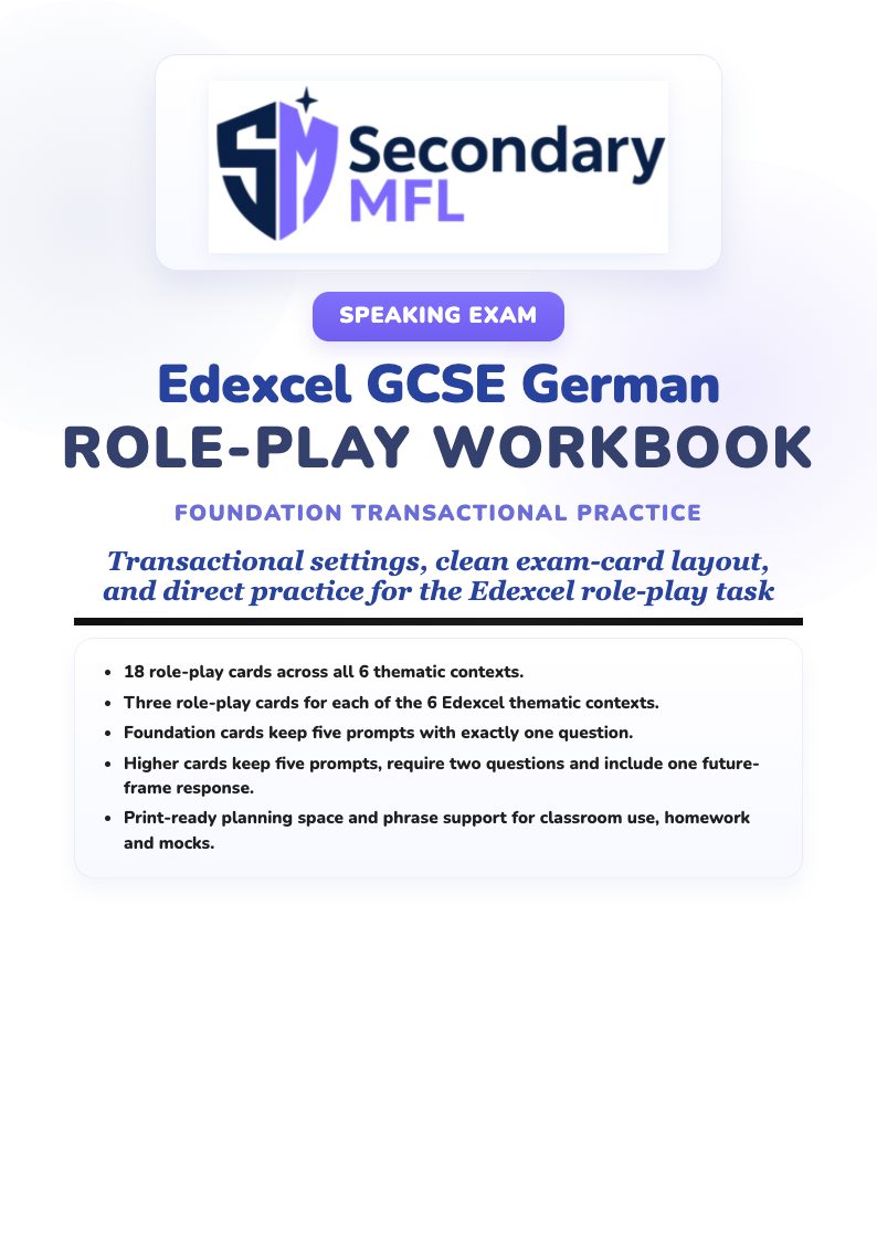 Edexcel GCSE German Role-Play Foundation Workbook | SecondaryMFL