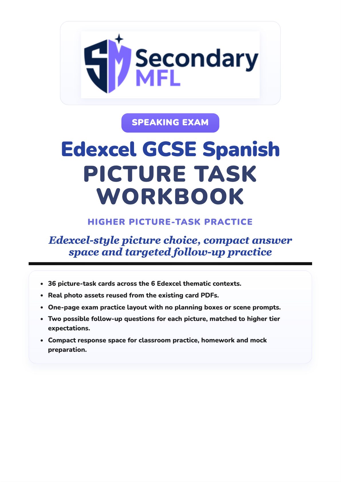 Edexcel GCSE Spanish Picture Task Higher Workbook | SecondaryMFL