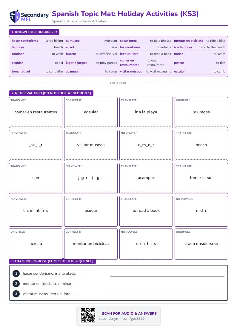 Spanish GCSE Worksheet — KS4 | SecondaryMFL